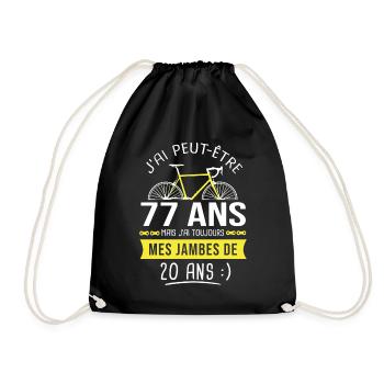cycliste humour anniversaire 77 ans vélo sport - Sac de sport léger - noir - Devant