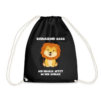 Schulkind 2022 Ich Brülle Jetzt In Der Schule Löwe - Turnbeutel - Schwarz - Vorne
