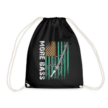 More Bass Double Bass with American Flag - Drawstring Bag - black - Front