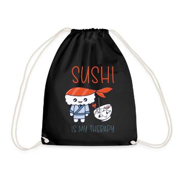 Kawaii Japanese Food Salmon Salmon Sushi Roll - Drawstring Bag - black - Front