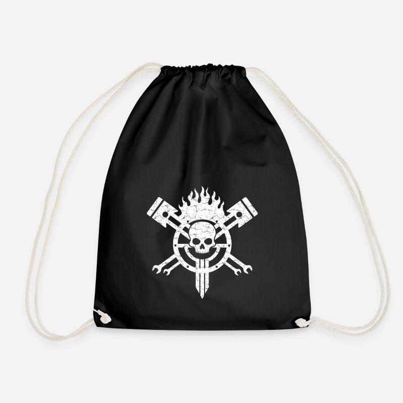 Motor skull - Drawstring Bag - black
