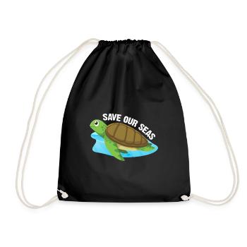 Save our Seas Turtle - Drawstring Bag - black - Front