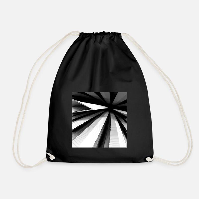 3D digital art - abstract black and white cool - Drawstring Bag - black