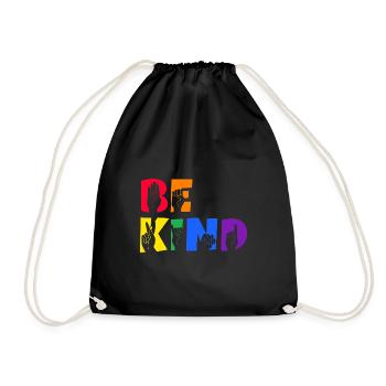 Be Kind Deaf Pride - Turnbeutel - Schwarz - Vorne
