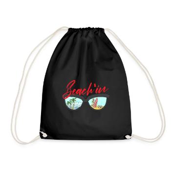 beachin beach sunglasses Design for a beach - Drawstring Bag - black - Front