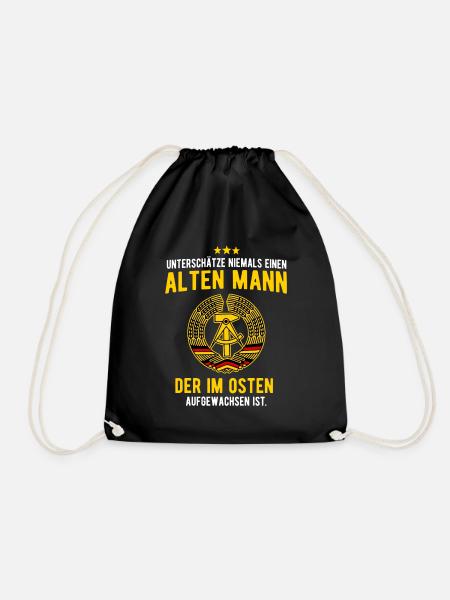 UNTERSCHÄTZE NIEMALS EINEN ALTEN MANN - OSTEN DDR - Turnbeutel - Schwarz
