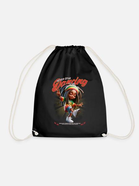 Never Stop Dancing Reggae Rasta Girl - Turnbeutel - Schwarz