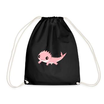 Zartrosa Dino-Liebling Axolotl - Turnbeutel - Schwarz - Vorne