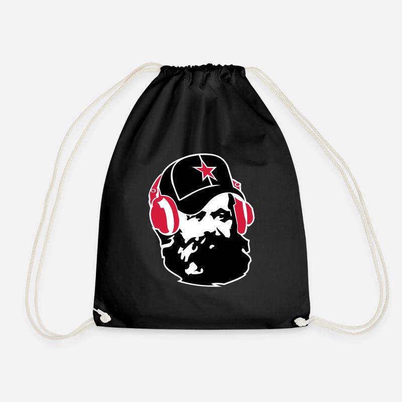 marx_star_ot_2color_bg - Drawstring Bag - black