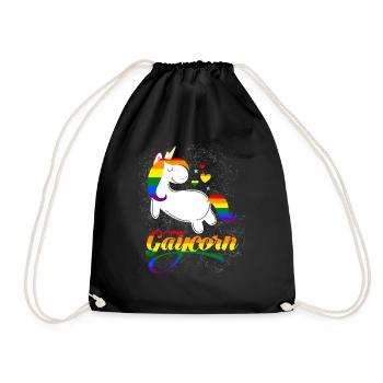 Gaycorn - Gay Unicorn - Turnbeutel - Schwarz - Vorne