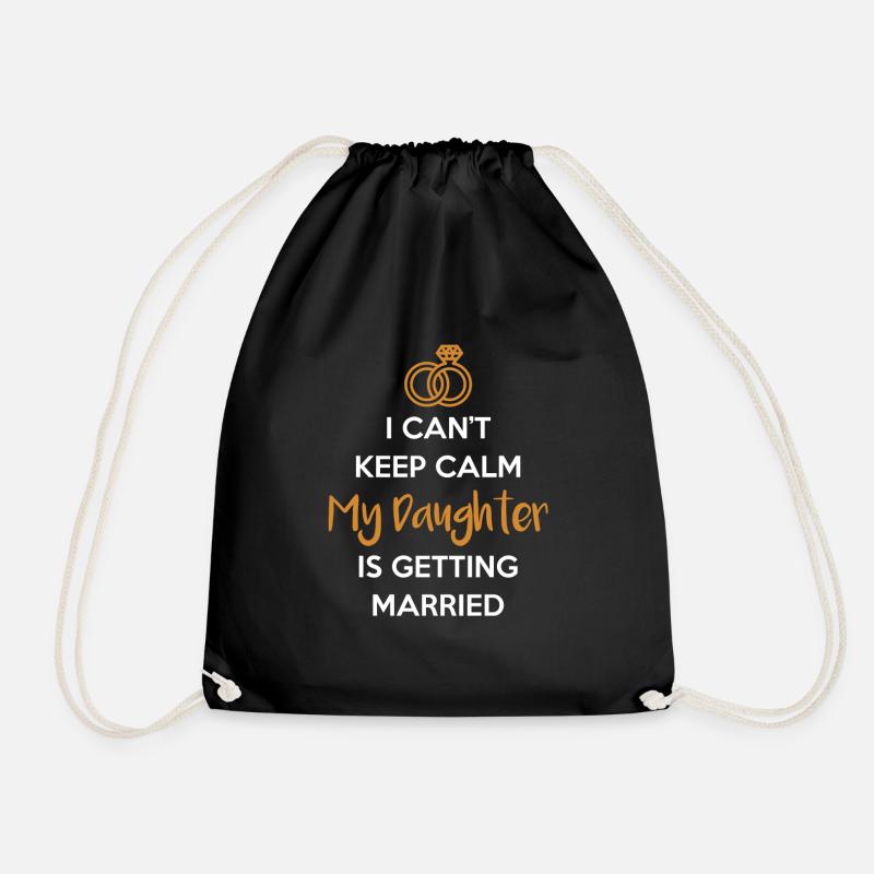 My daughter marries rings wedding father dad - Drawstring Bag - black