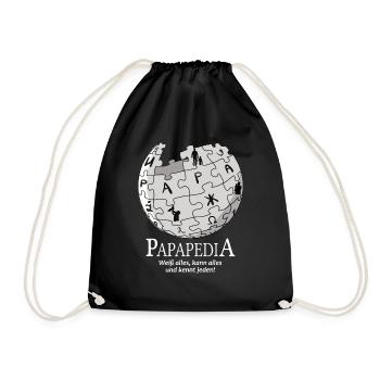 Papapedia Papa das Orakel Allwissend lustig Vater - Turnbeutel - Schwarz - Vorne