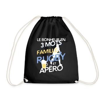 Rugby, family and aperitif - Drawstring Bag - black - Front