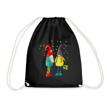 Weihnachtswichteln - Turnbeutel - Schwarz - Vorne