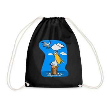 Oiseau de mer oiseau de mer volant drôle - Sac de sport léger - noir - Devant