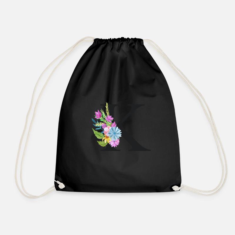 K letter black - Drawstring Bag - black