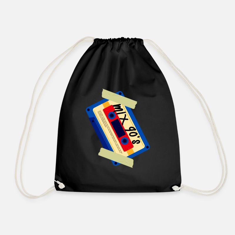 Mix 90s Casette - Drawstring Bag - black