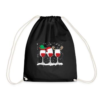 Weihnachten Weine Christmas Wines - Turnbeutel - Schwarz - Vorne