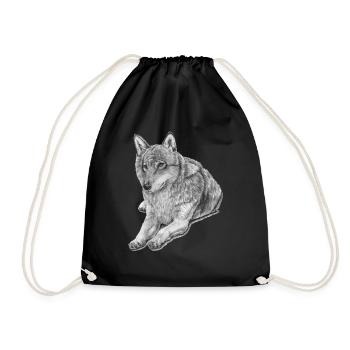 Grey Wolf - Drawstring Bag - black - Front