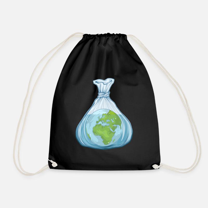 "Plastic Planet" Planet Contest Design Tshirt - Drawstring Bag - black