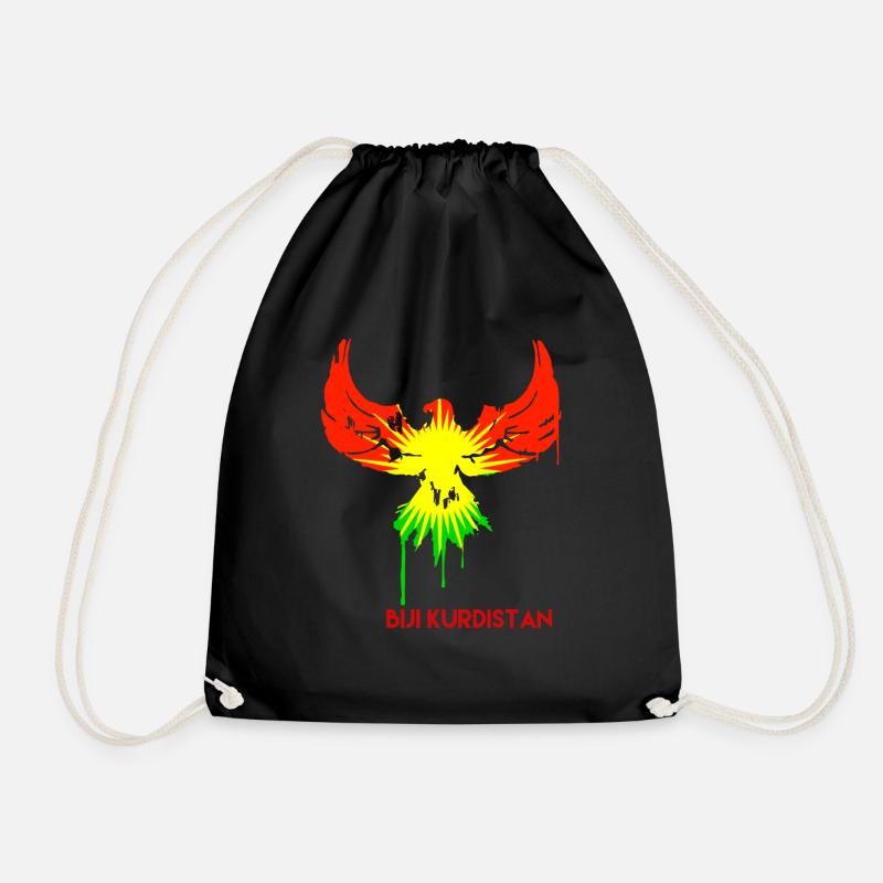 kurdistan eagle font - Drawstring Bag - black