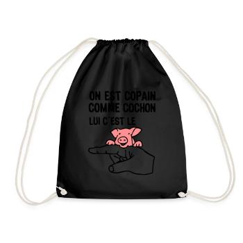 copain comme cochon citation expression doigt - Sac de sport léger - noir - Devant