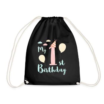 Mein erster Geburtstag - Turnbeutel - Schwarz - Vorne