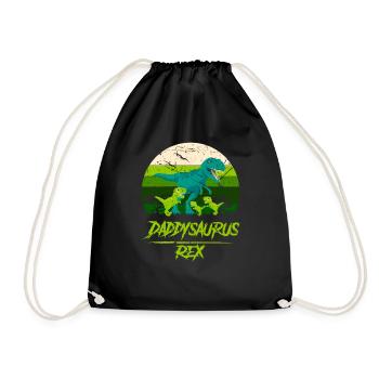 Daddysaurus Rex Drei Kinder Retro Vintage Geschenk - Turnbeutel - Schwarz - Vorne