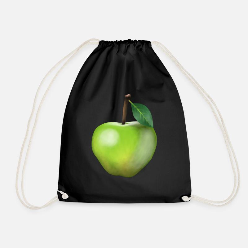 Grüner Apfel - Turnbeutel - Schwarz