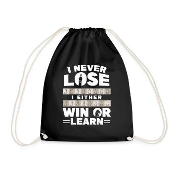 Funny Chess Player Gift I Never Lose I Either Win - Turnbeutel - Schwarz - Vorne