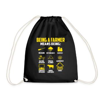 Farmer Family Animal Agriculture Mechanics Trak - Drawstring Bag - black - Front
