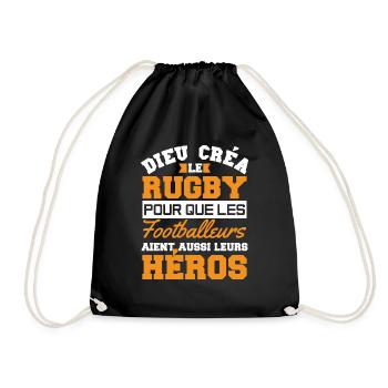 Dieu créa cadeau homme humour rugby - Sac de sport léger - noir - Devant