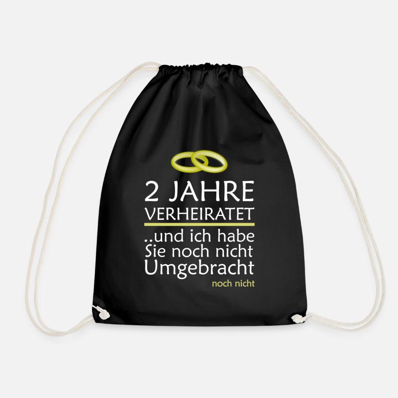 2 Jahre Verheiratet Baumwollhochzeit Geschenkidee - Turnbeutel - Schwarz