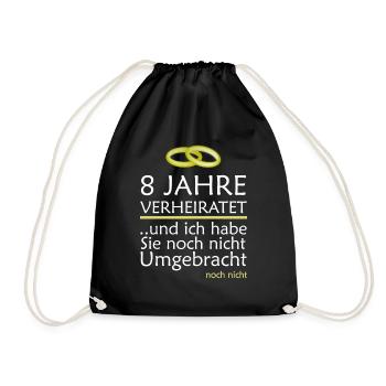 8 Jahre Verheiratet Blecherne Hochzeit Geschenk - Turnbeutel - Schwarz - Vorne