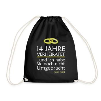 14 Jahre Verheiratet Elfenbeinhochzeit Geschenk - Turnbeutel - Schwarz - Vorne