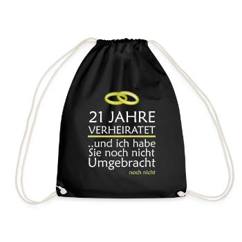 21 Jahre Verheiratet Opalhochzeit Geschenk - Turnbeutel - Schwarz - Vorne