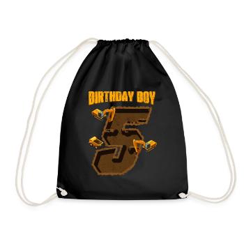 Birthday boys fifth birthday 5. - Drawstring Bag - black - Front