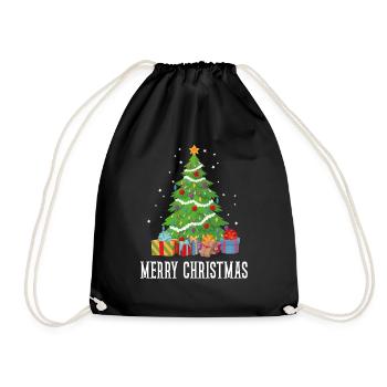Frohe Weihnachten Frohes Weihnachtsgeschenk - Turnbeutel - Schwarz - Vorne