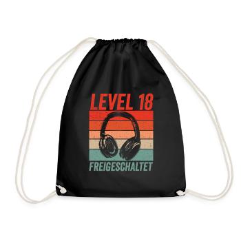 Level 18 Unlocked 18th Birthday Gamer Gaming - Drawstring Bag - black - Front