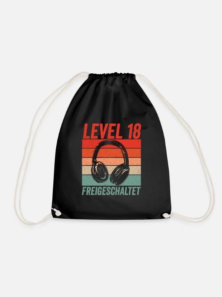 Level 18 freigeschaltet 18.Geburtstag Gamer Gaming - Turnbeutel - Schwarz