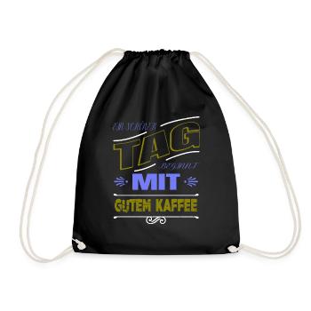 kaffeetrinker süchtig witzig koffein - Turnbeutel - Schwarz - Vorne