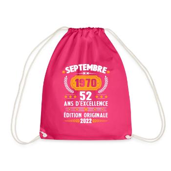 Cadeau D'anniversaire Rétro 52 Ans Septembre 1970 - Sac de sport léger - fuchsia - Devant