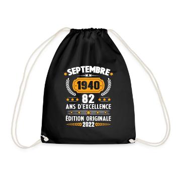 Cadeau D'anniversaire Rétro 82 Ans Septembre 1940 - Sac de sport léger - noir - Devant