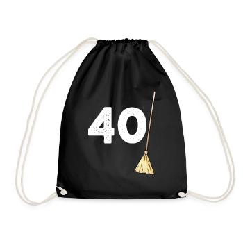 40 Balais Humour anniversaire Homme Femme - Sac de sport léger - noir - Devant