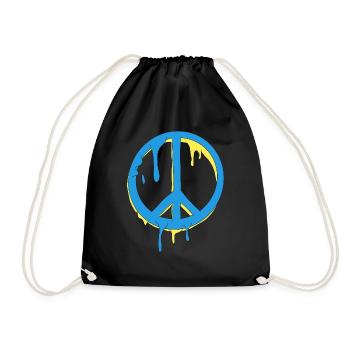 Peace Graffiti Blau Gelb Tropfen - Turnbeutel - Schwarz - Vorne
