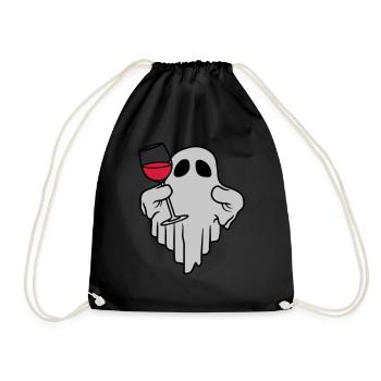 Wein trinkender Geist Comic - Turnbeutel - Schwarz - Vorne