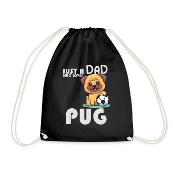Just A Dad Who Loves Pug Funny Pug Pugfather Pet V - Drawstring Bag - black - Front