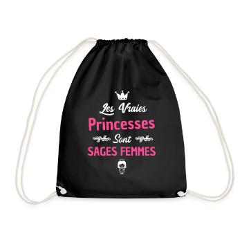 princesse et sage-femme / humour sage-femme - Sac de sport léger - noir - Devant