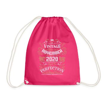 Vintage November 2020, Retro Geburtstagsgeschenk - Turnbeutel - Fuchsia - Vorne