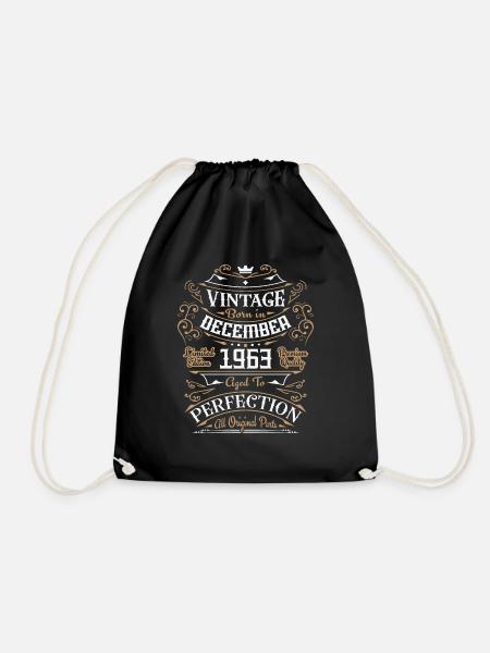 Vintage December 1963, Retro Birthday Gift - Drawstring Bag - black